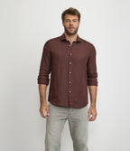 Camisa Hombre Lino Manga Larga Amalfi Burdeo