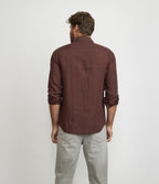 Camisa Hombre Lino Manga Larga Amalfi Burdeo
