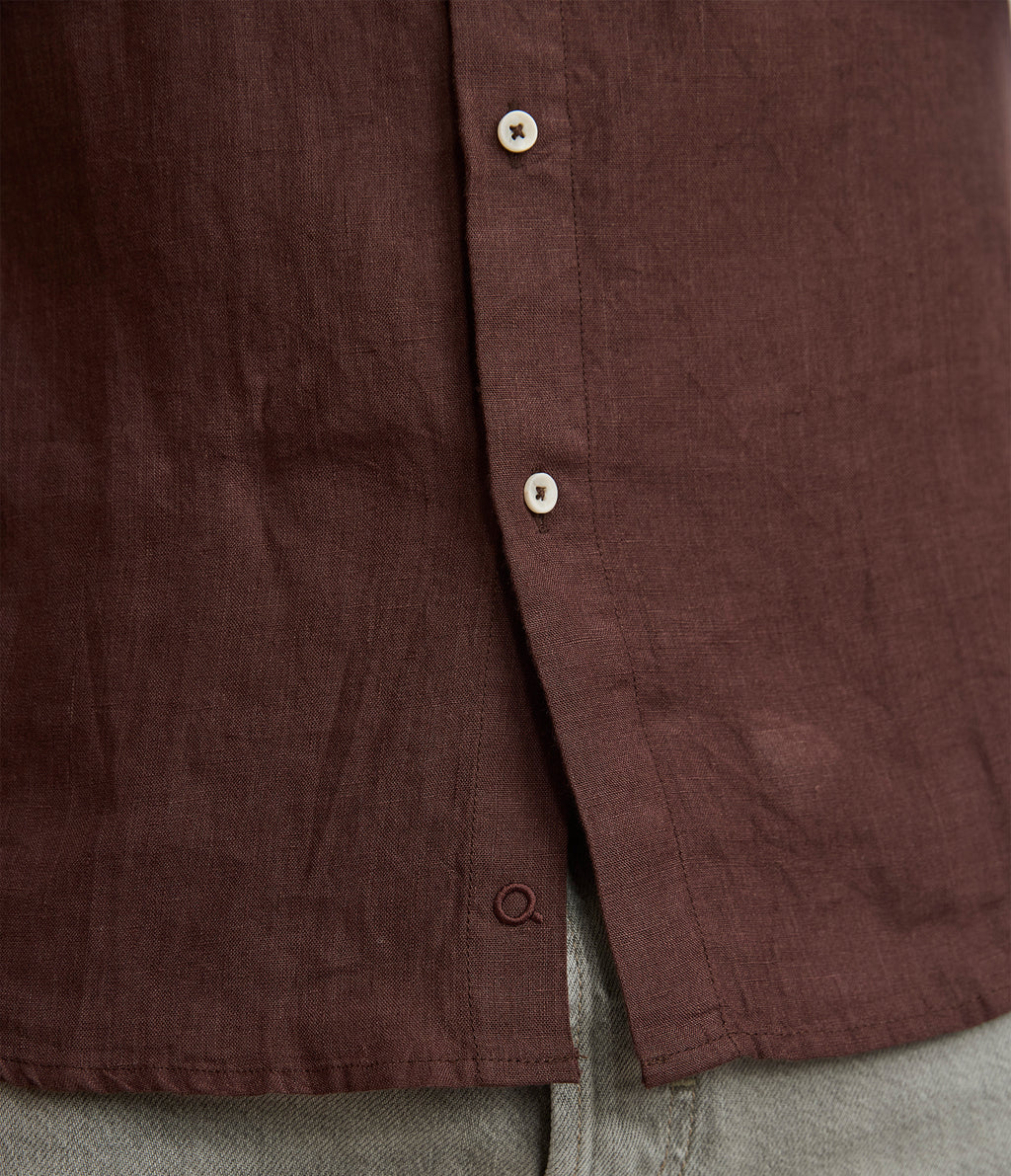 Camisa Hombre Lino Manga Larga Amalfi Burdeo