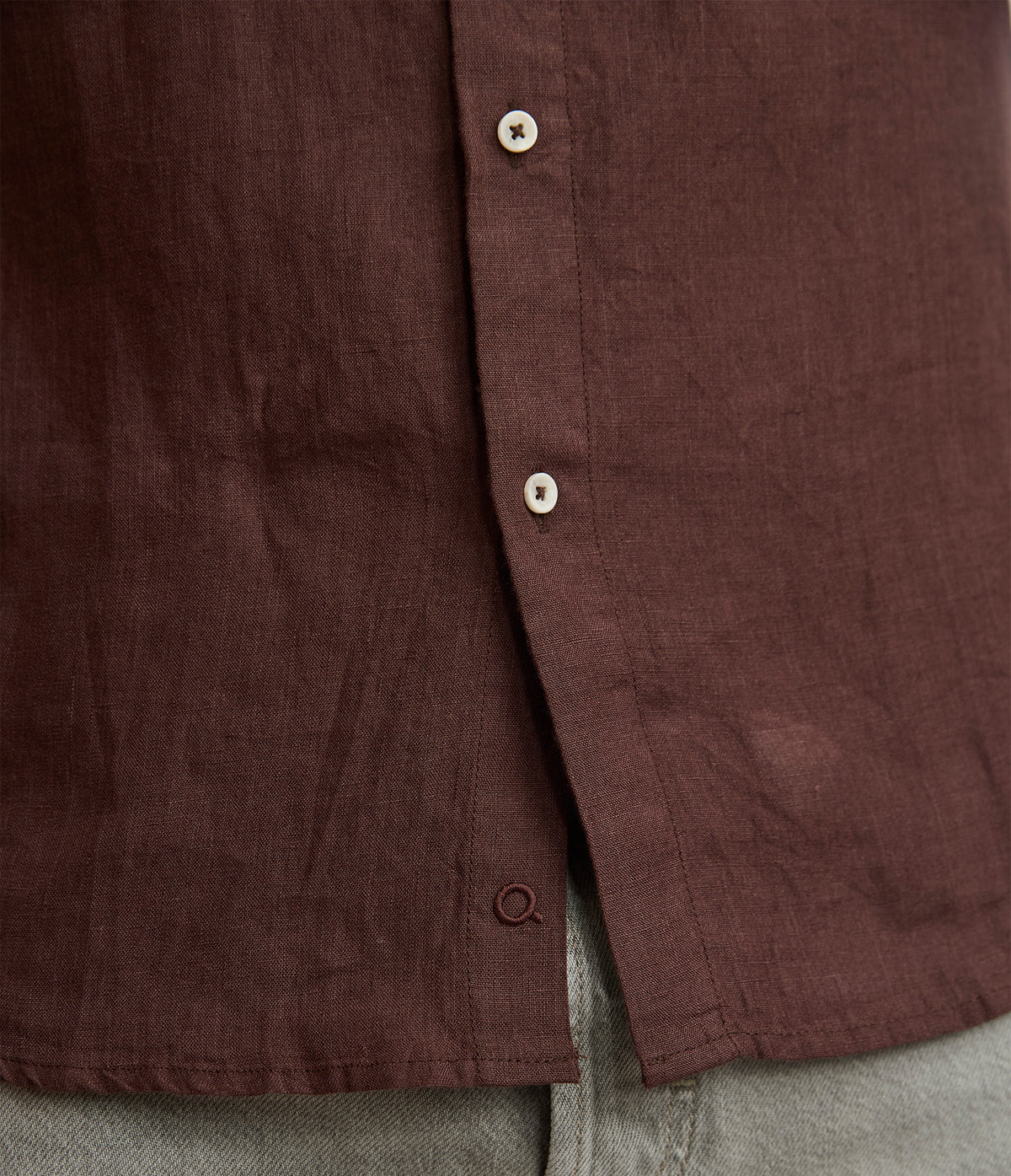 Camisa Hombre Lino Manga Larga Amalfi Burdeo