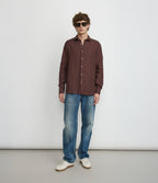 Camisa Hombre Lino Manga Larga Amalfi Burdeo