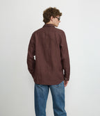 Camisa Hombre Lino Manga Larga Amalfi Burdeo