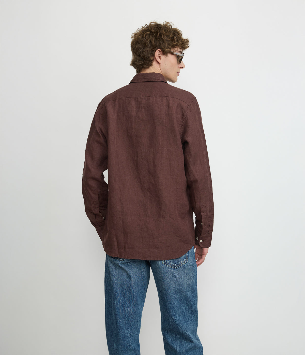 Camisa Hombre Lino Manga Larga Amalfi Burdeo