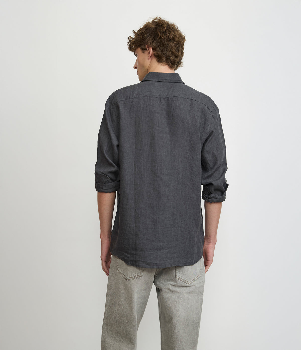 Camisa Hombre Lino Manga Larga Amalfi Gris Marengo