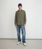 Camisa Hombre Lino Manga Larga Amalfi Verde Oscuro