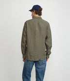 Camisa Hombre Lino Manga Larga Amalfi Verde Oscuro