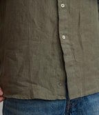 Camisa Hombre Lino Manga Larga Amalfi Verde Oscuro