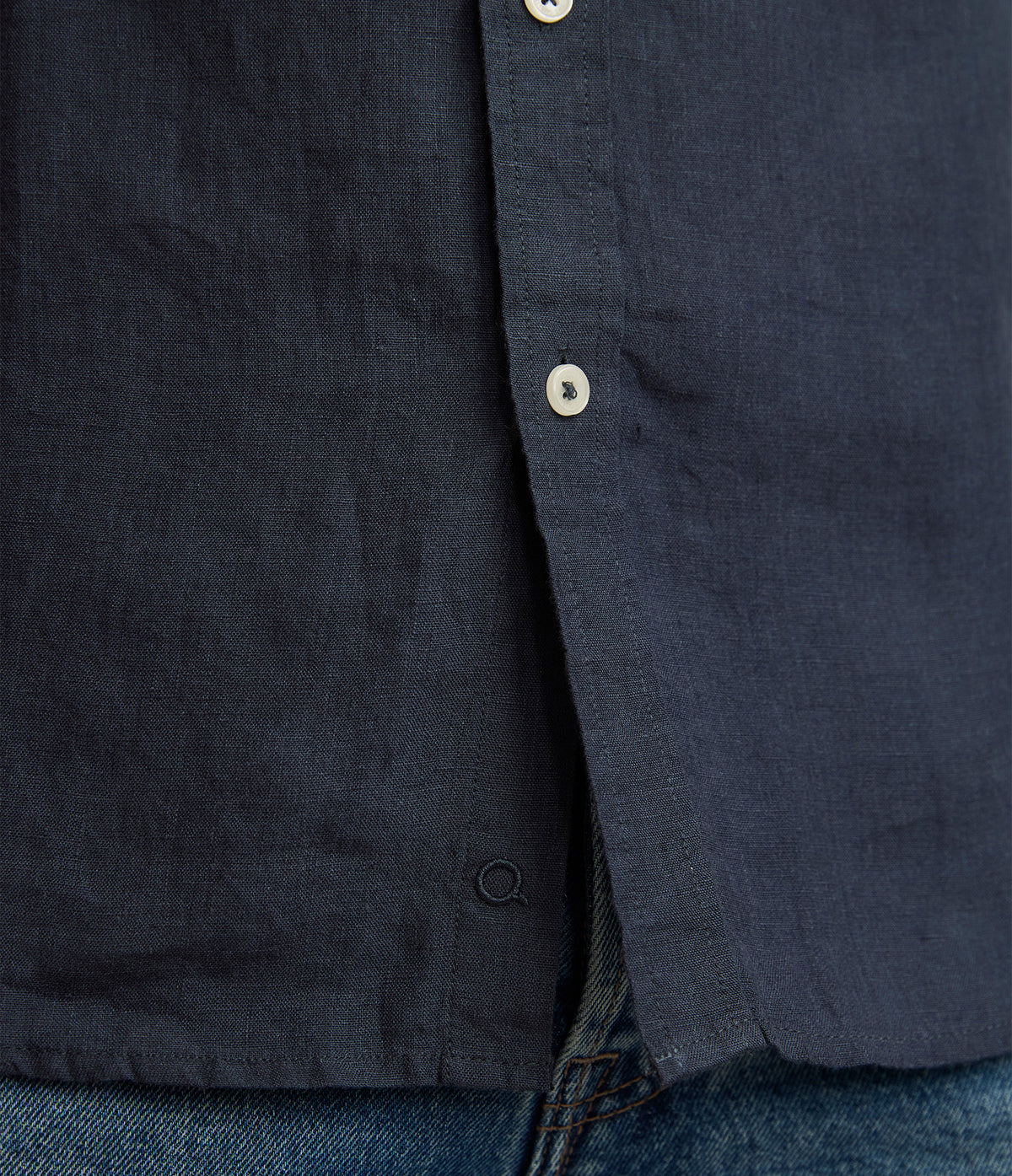 Camisa Hombre Lino Manga Larga Azul Marino Sicilia