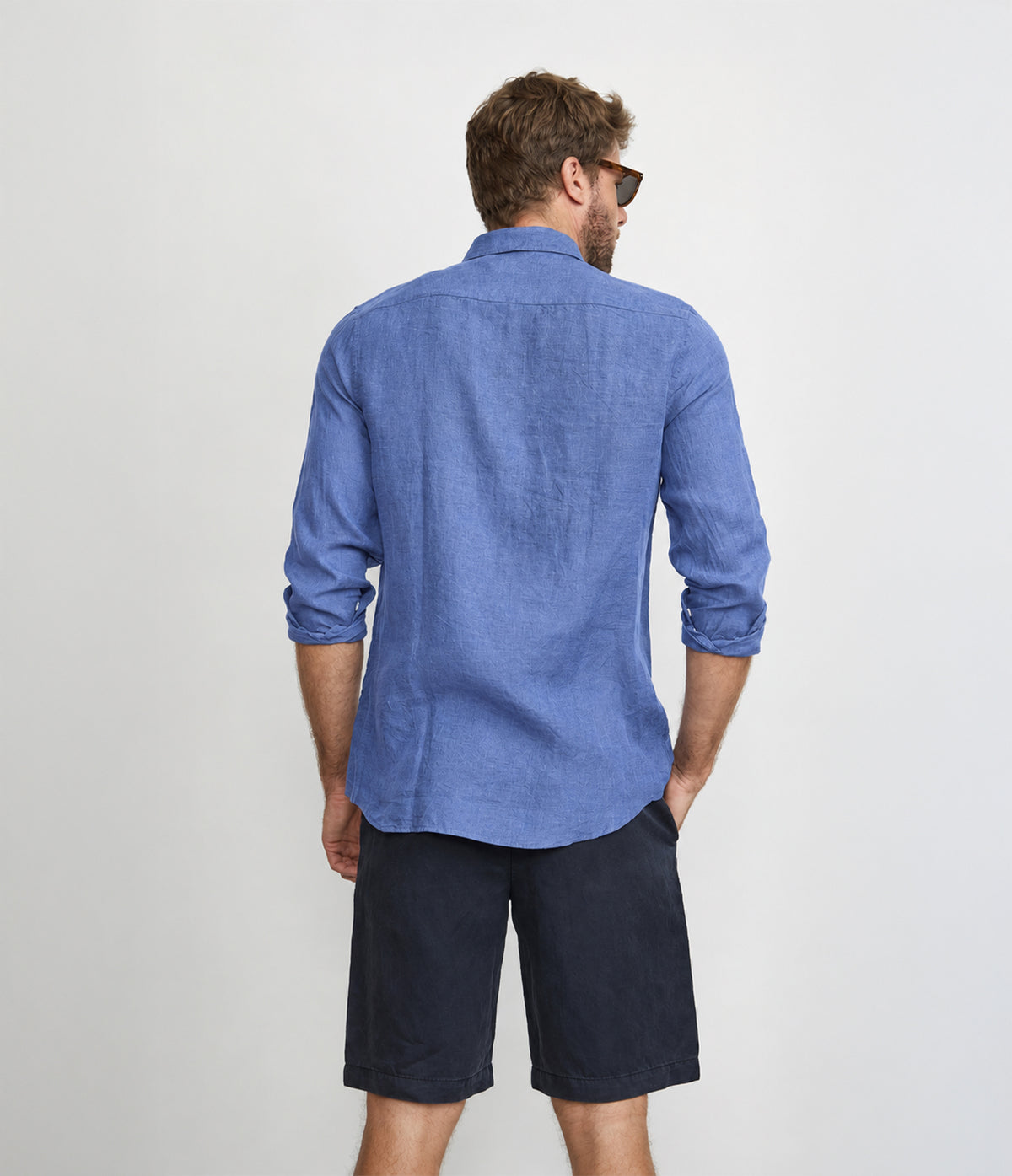 Camisa Hombre Lino Sicilia M/Larga Azulino