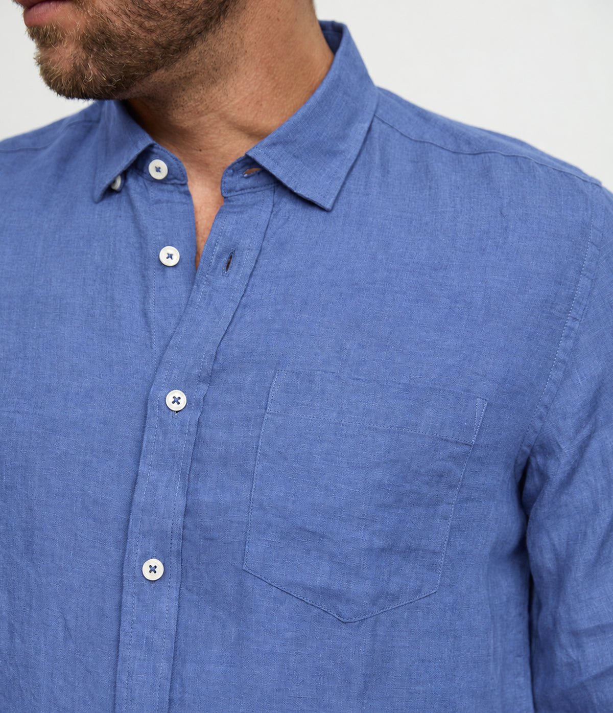 Camisa Hombre Lino Sicilia M/Larga Azulino