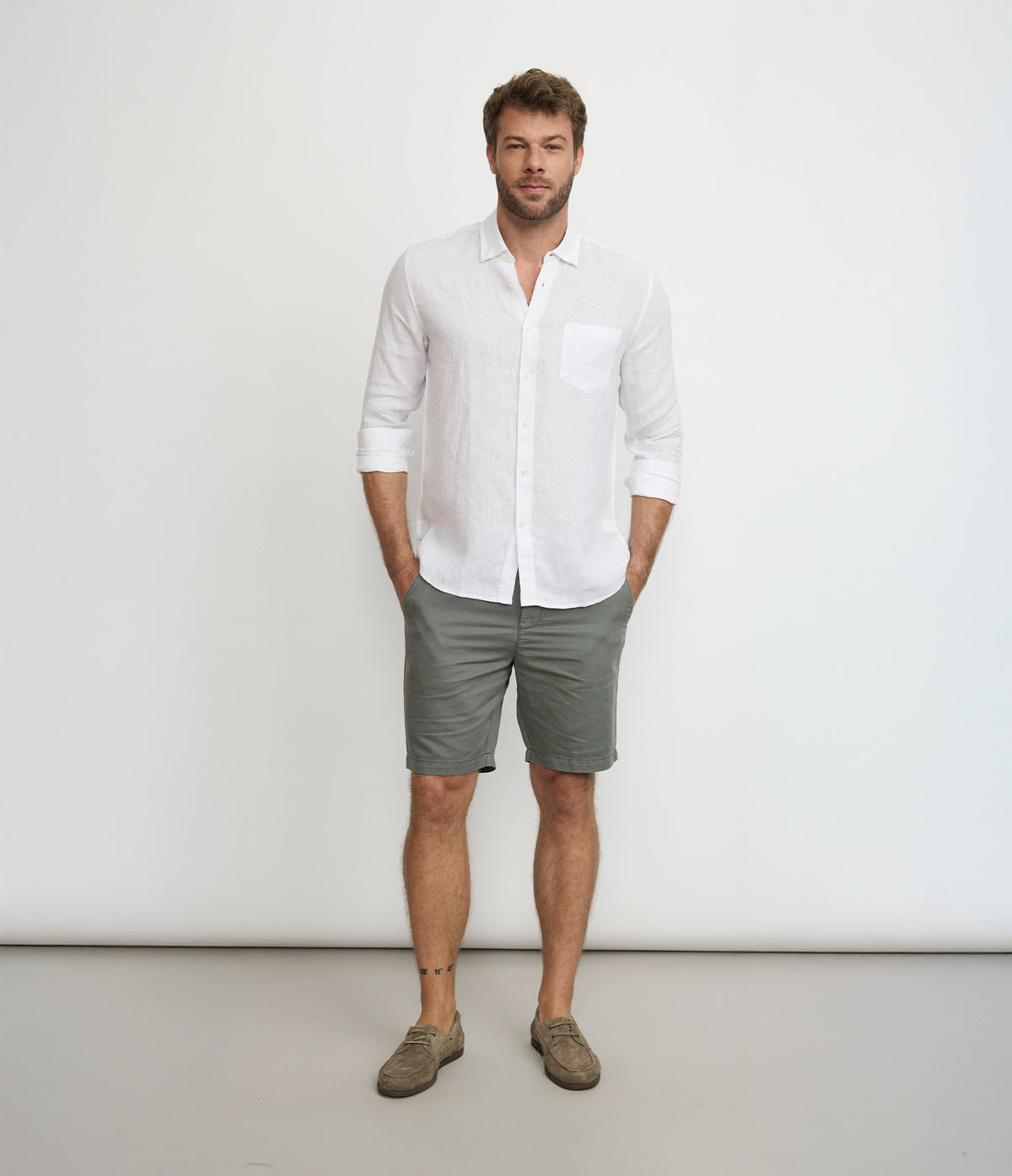 Camisa Hombre Lino Sicilia M/Larga Blanco