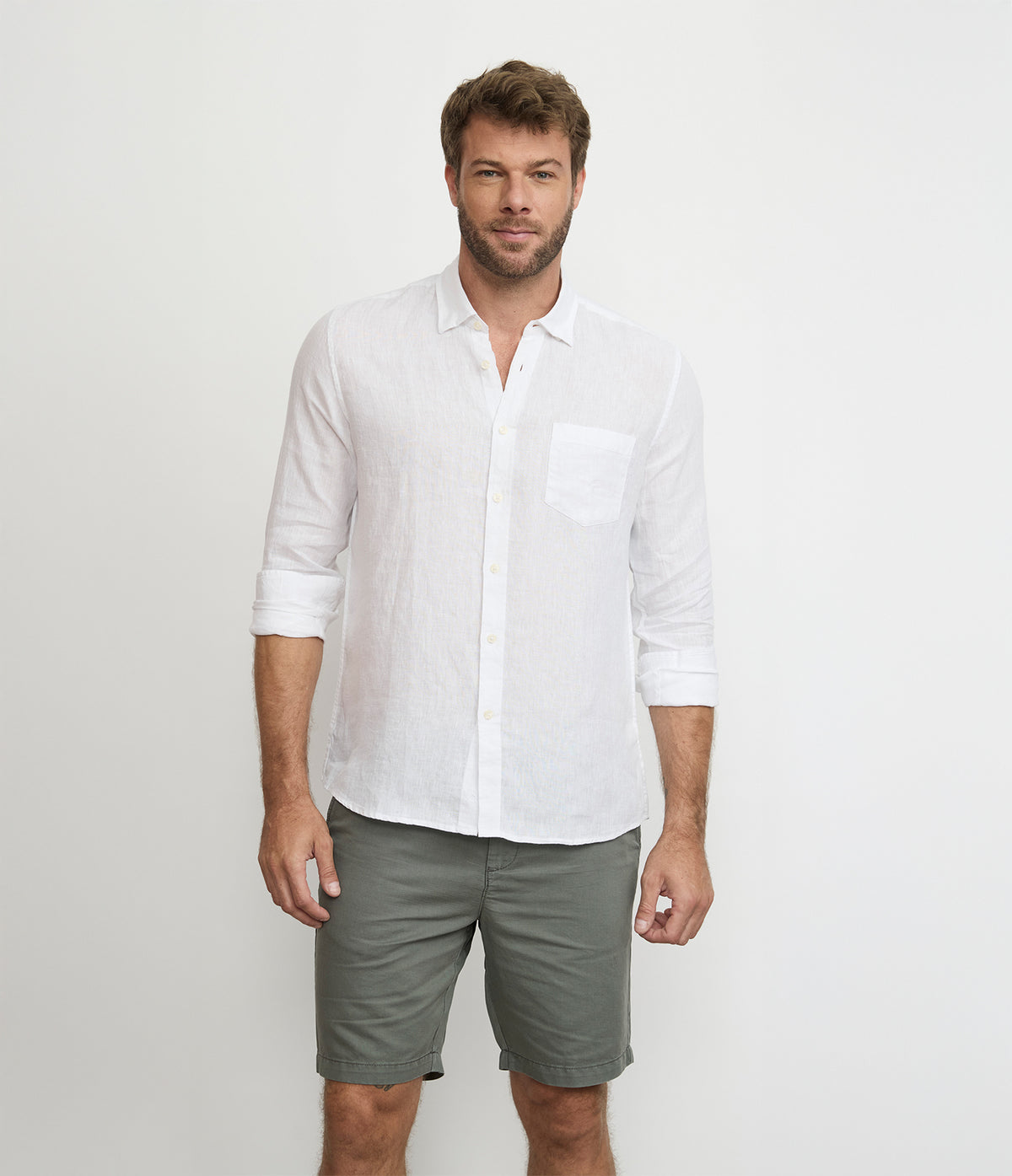 Camisa Hombre Lino Sicilia M/Larga Blanco