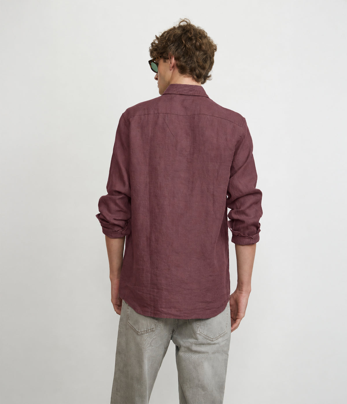 Camisa Hombre Lino Sicilia M/Larga Burdeo