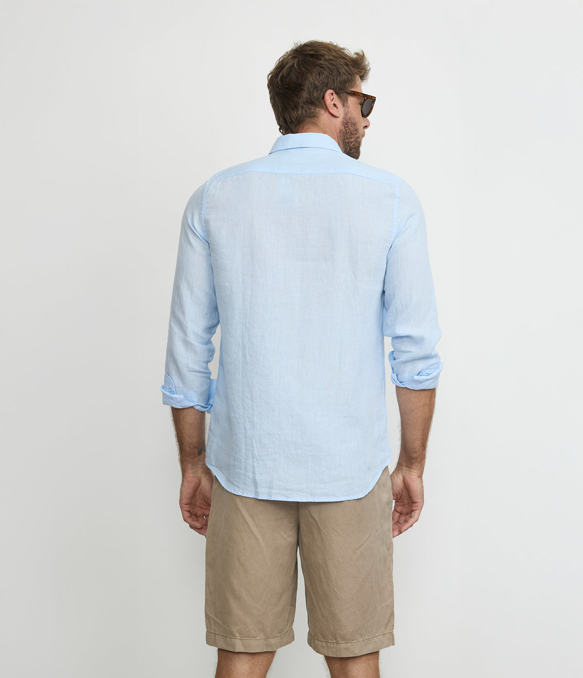 Camisa Hombre Lino Sicilia M/Larga Celeste