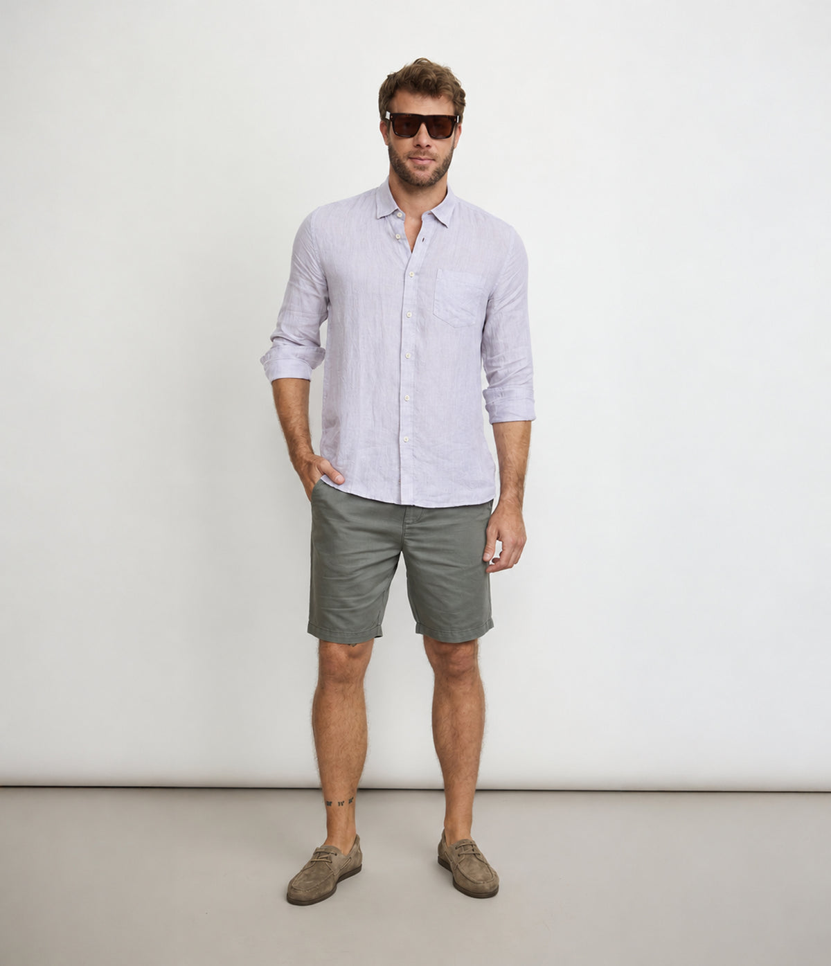 Camisa Hombre Lino Sicilia M/Larga Gris