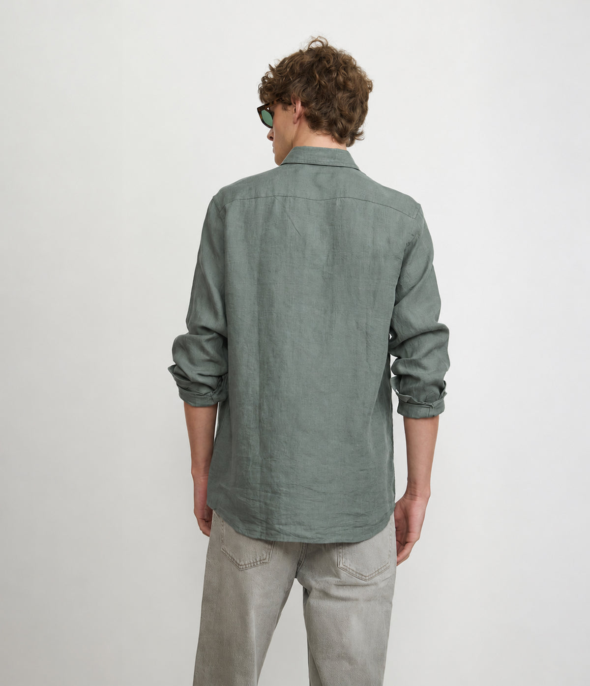 Camisa Hombre Lino Sicilia M/Larga Verde Oscuro