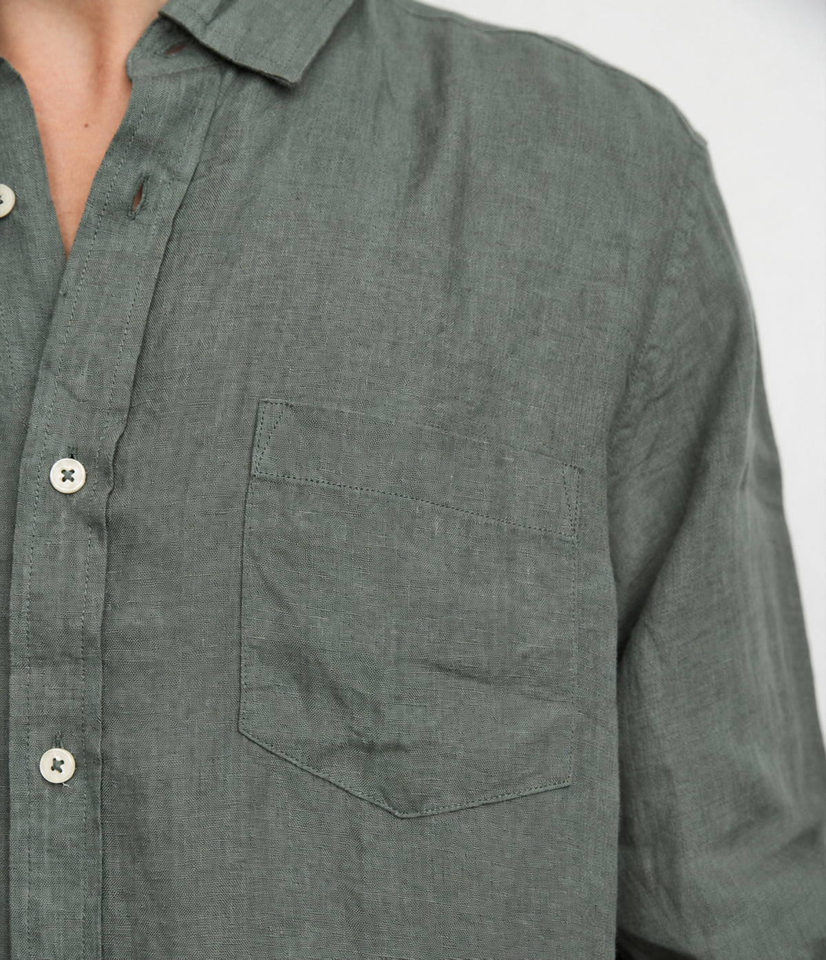 Camisa Hombre Lino Sicilia M/Larga Verde Oscuro
