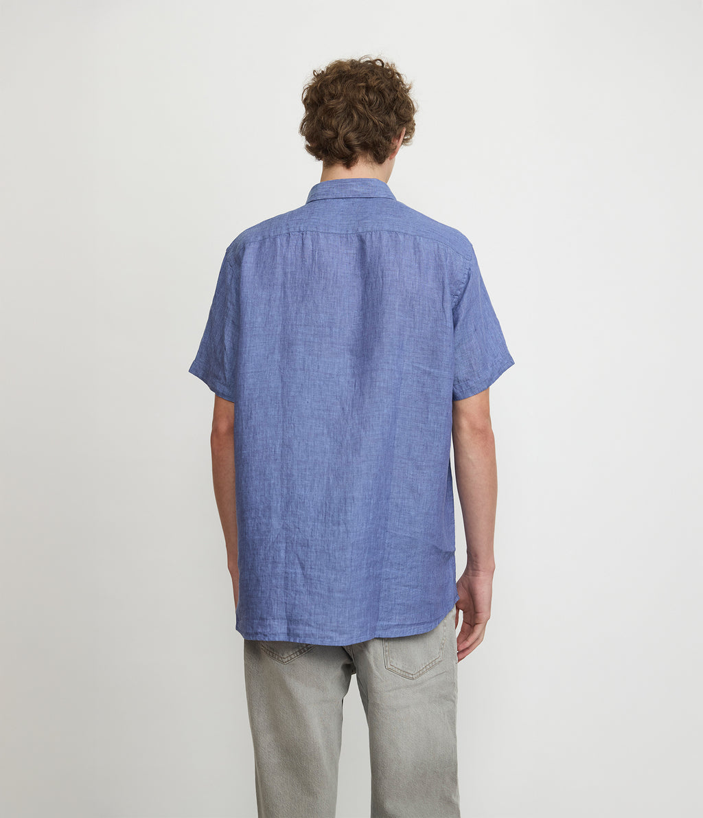 Camisa Hombre Lino Sintra M/Corta Azulino