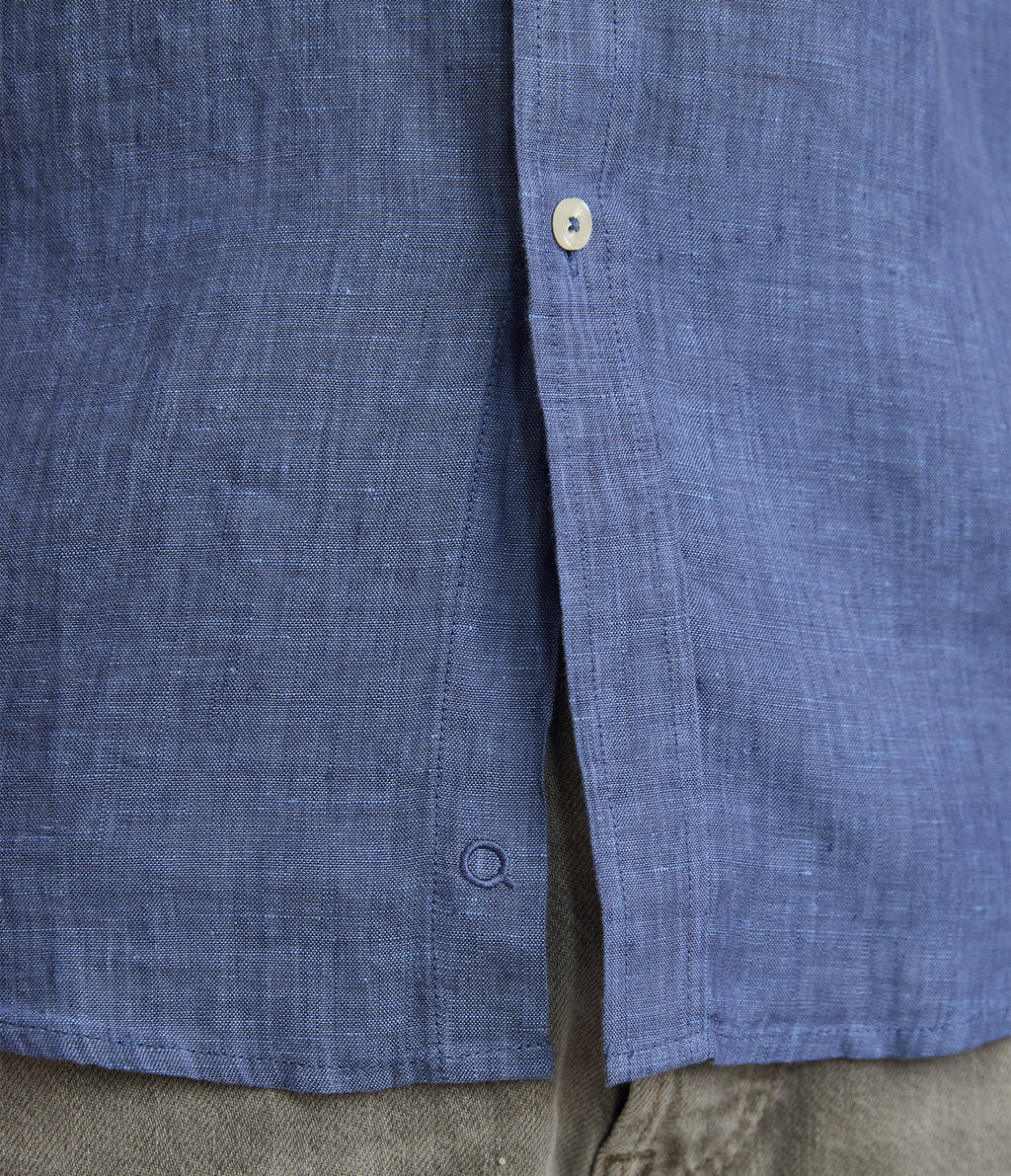 Camisa Hombre Lino Sintra M/Corta Azulino