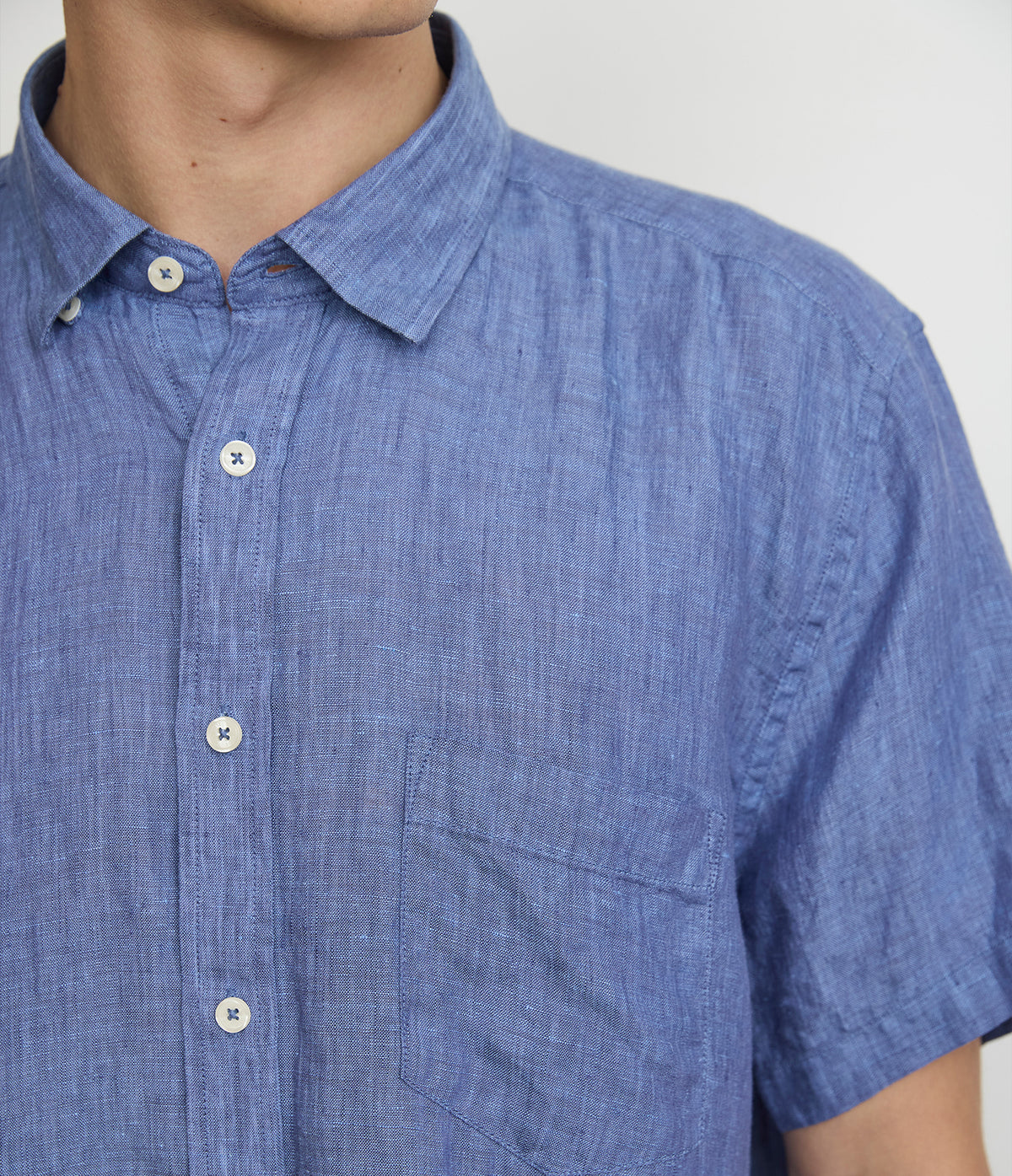 Camisa Hombre Lino Sintra M/Corta Azulino