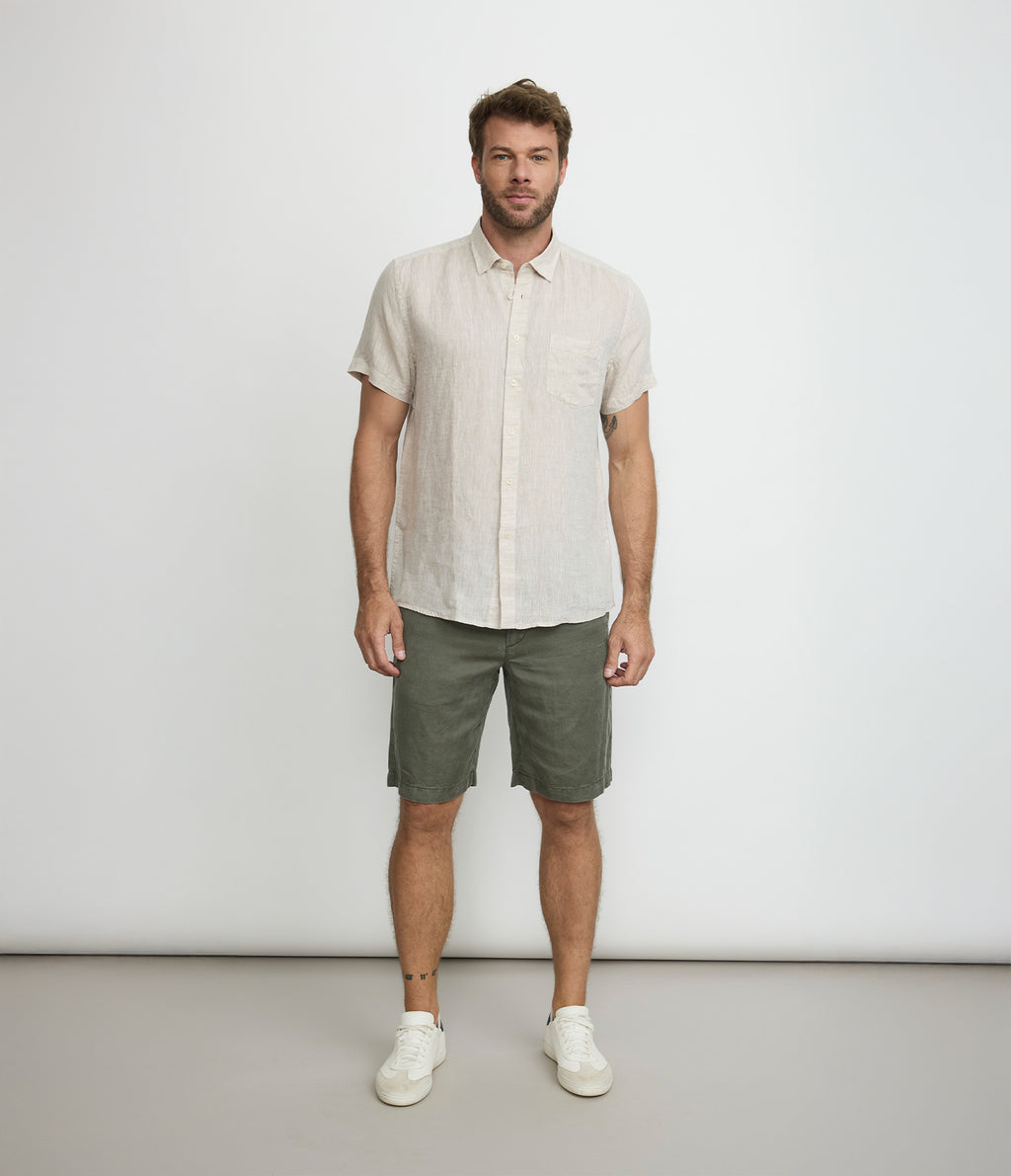 Camisa Hombre Lino Sintra M/Corta Beige