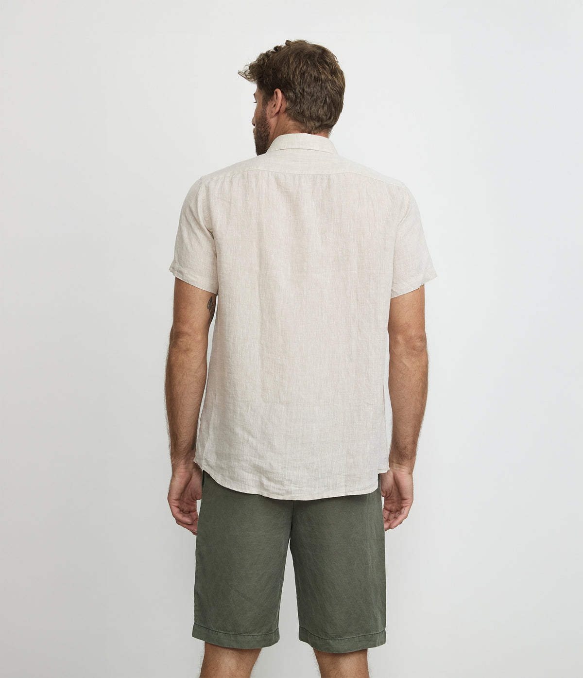 Camisa Hombre Lino Sintra M/Corta Beige