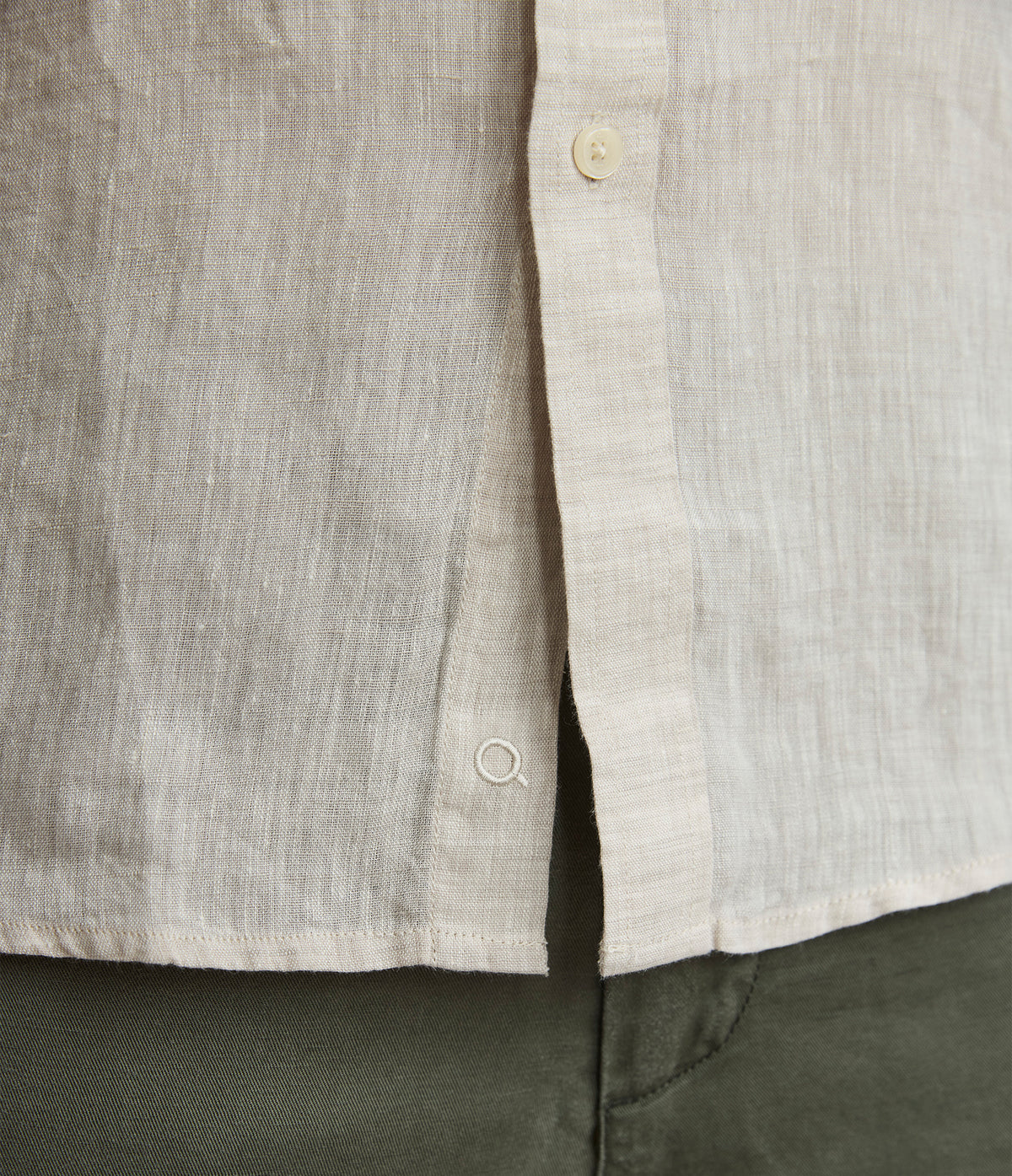 Camisa Hombre Lino Sintra M/Corta Beige