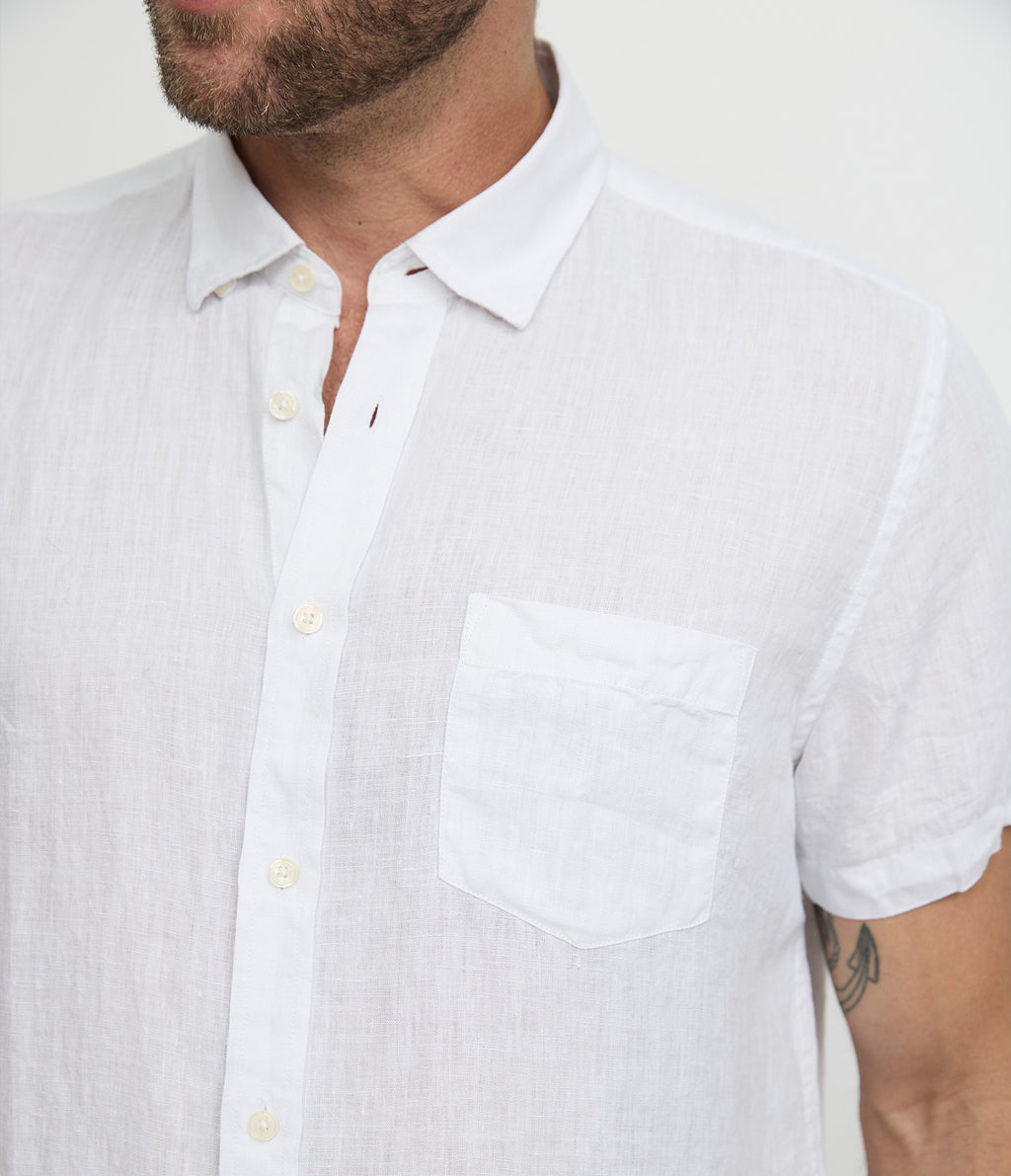 Camisa Hombre Lino Sintra M/Corta Blanco