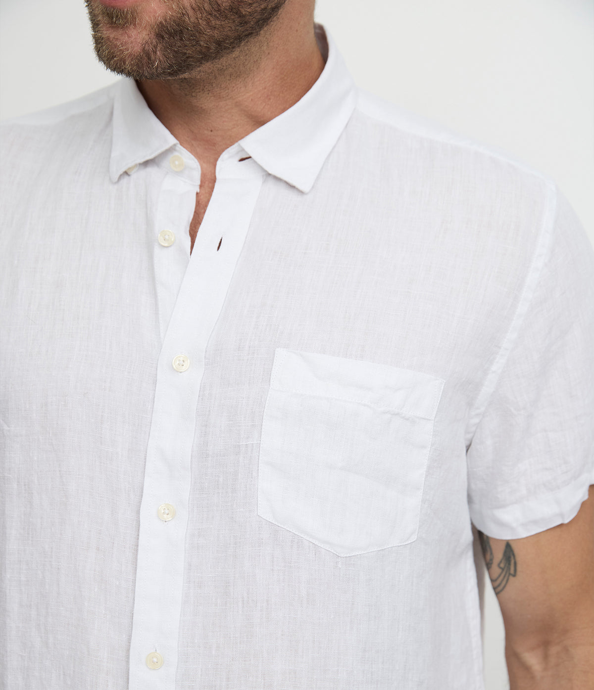 Camisa Hombre Lino Sintra M/Corta Blanco