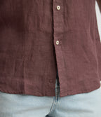 Camisa Hombre Lino Sintra M/Corta Burdeo