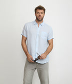 Camisa Hombre Lino Sintra M/Corta Celeste