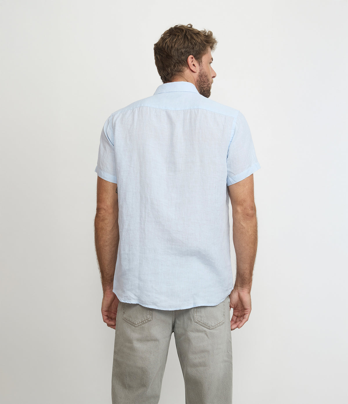 Camisa Hombre Lino Sintra M/Corta Celeste