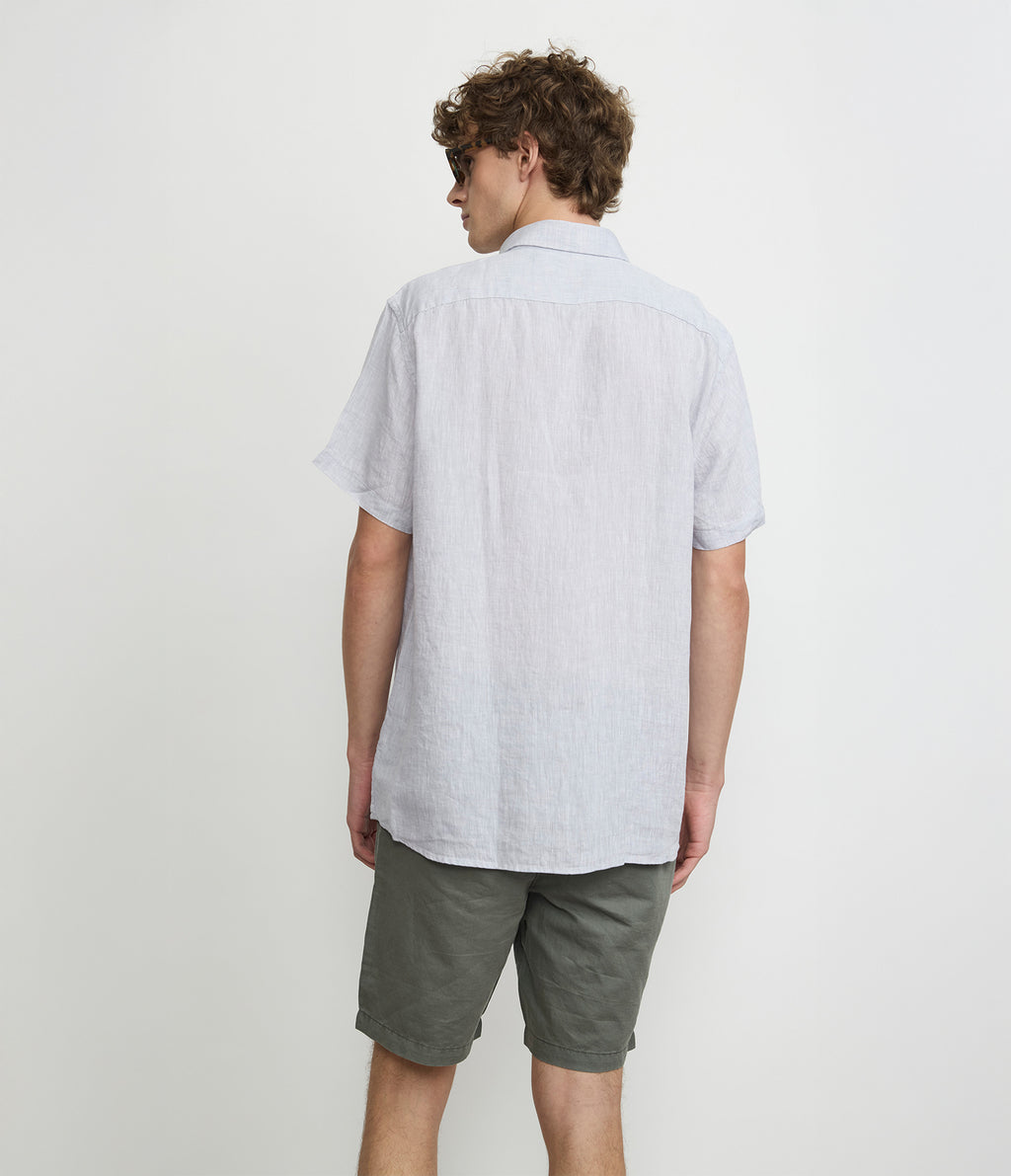 Camisa Hombre Lino Sintra M/Corta Gris