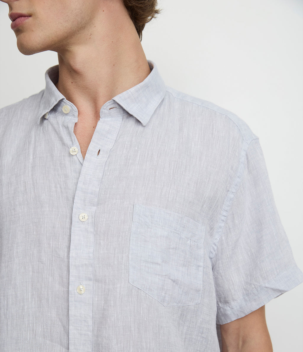 Camisa Hombre Lino Sintra M/Corta Gris