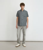 Camisa Hombre Lino Sintra M/Corta Verde Oscuro