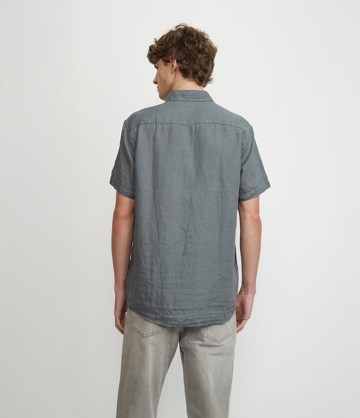 Camisa Hombre Lino Sintra M/Corta Verde Oscuro