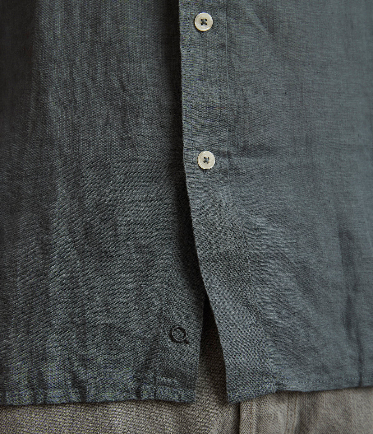 Camisa Hombre Lino Sintra M/Corta Verde Oscuro
