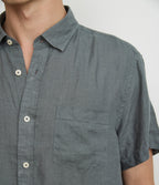 Camisa Hombre Lino Sintra M/Corta Verde Oscuro