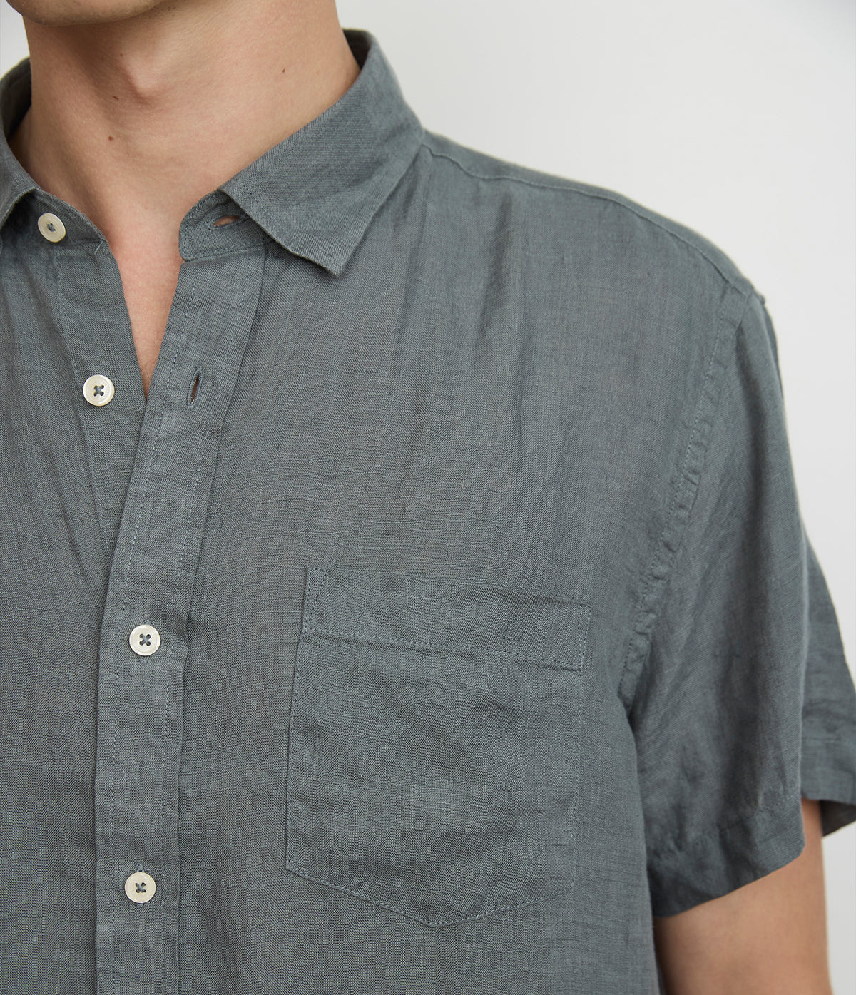 Camisa Hombre Lino Sintra M/Corta Verde Oscuro