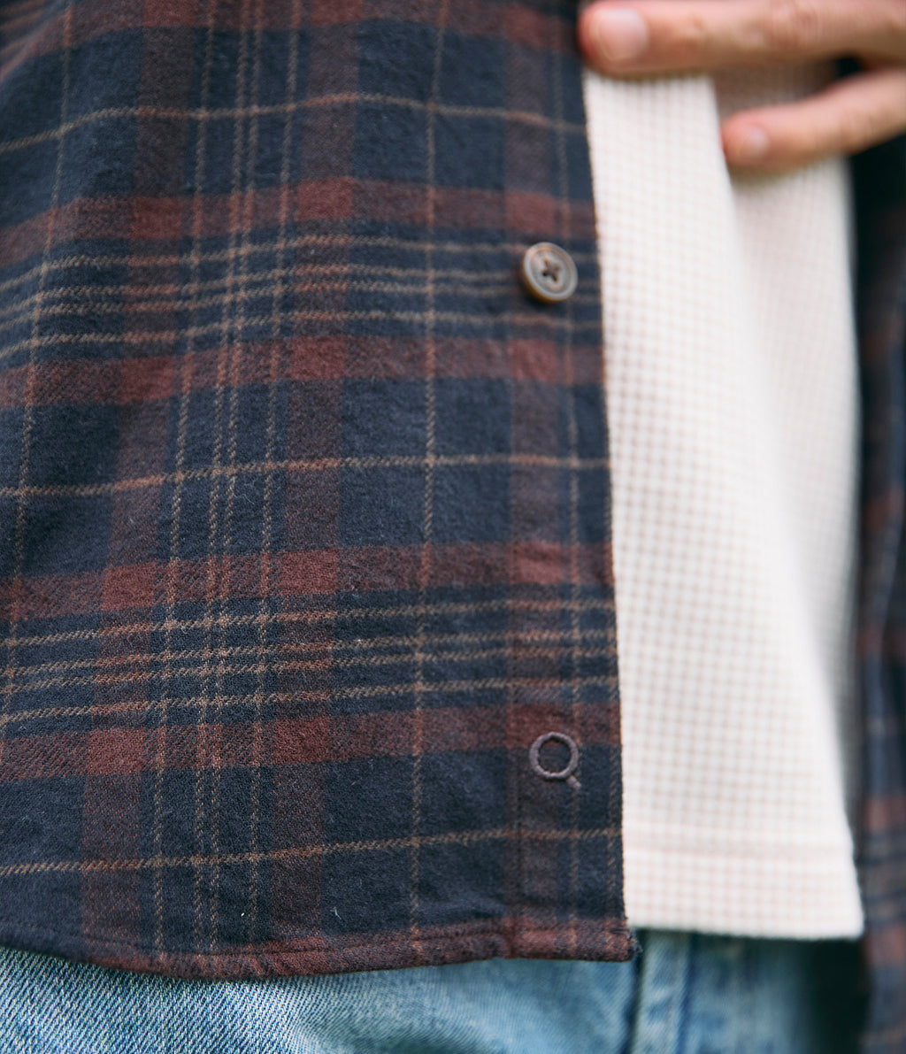 Camisa Hombre Algodón Franela Logan Cuadros Café