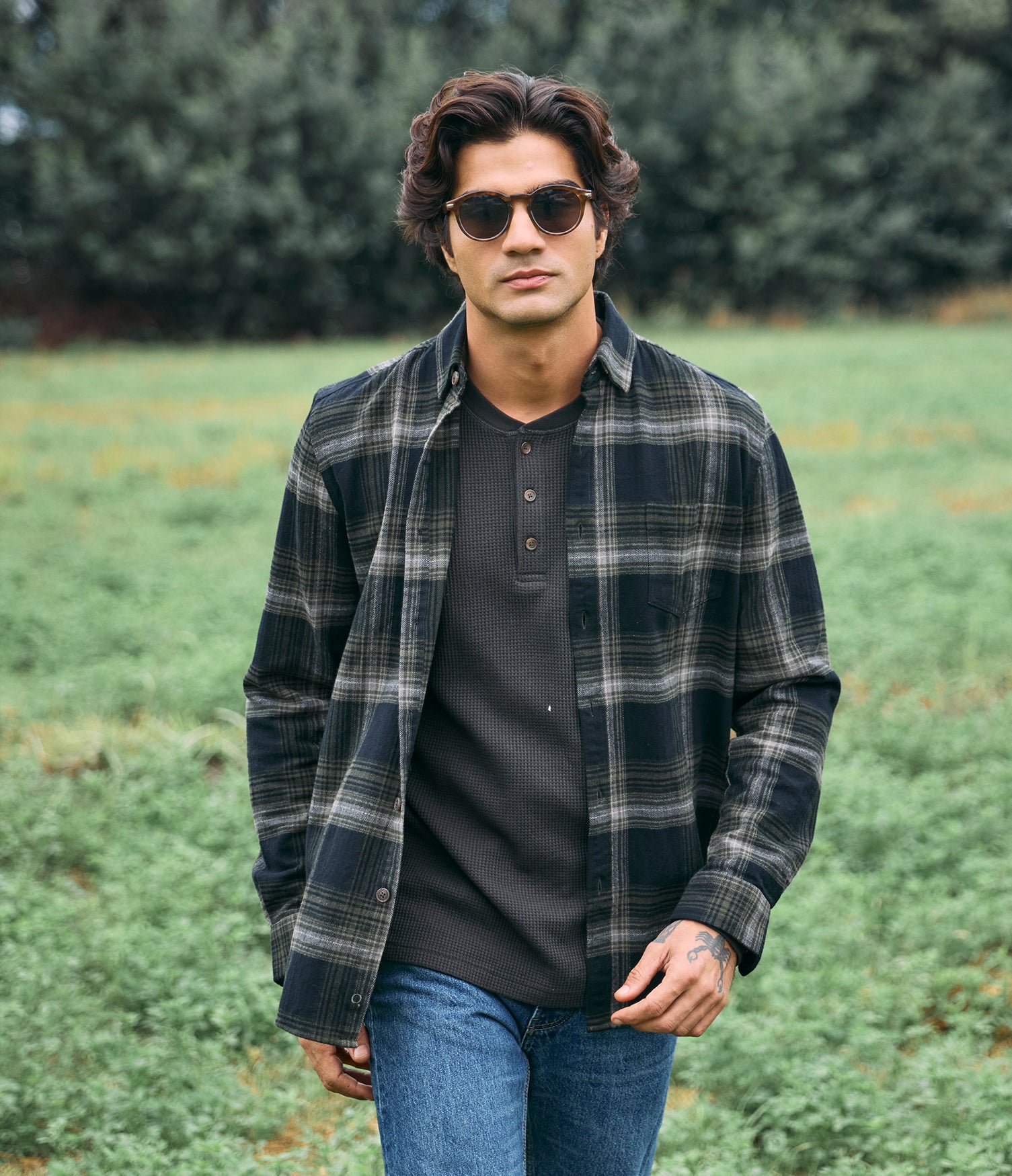 Camisa Hombre Algodón Franela Logan Cuadros Verde