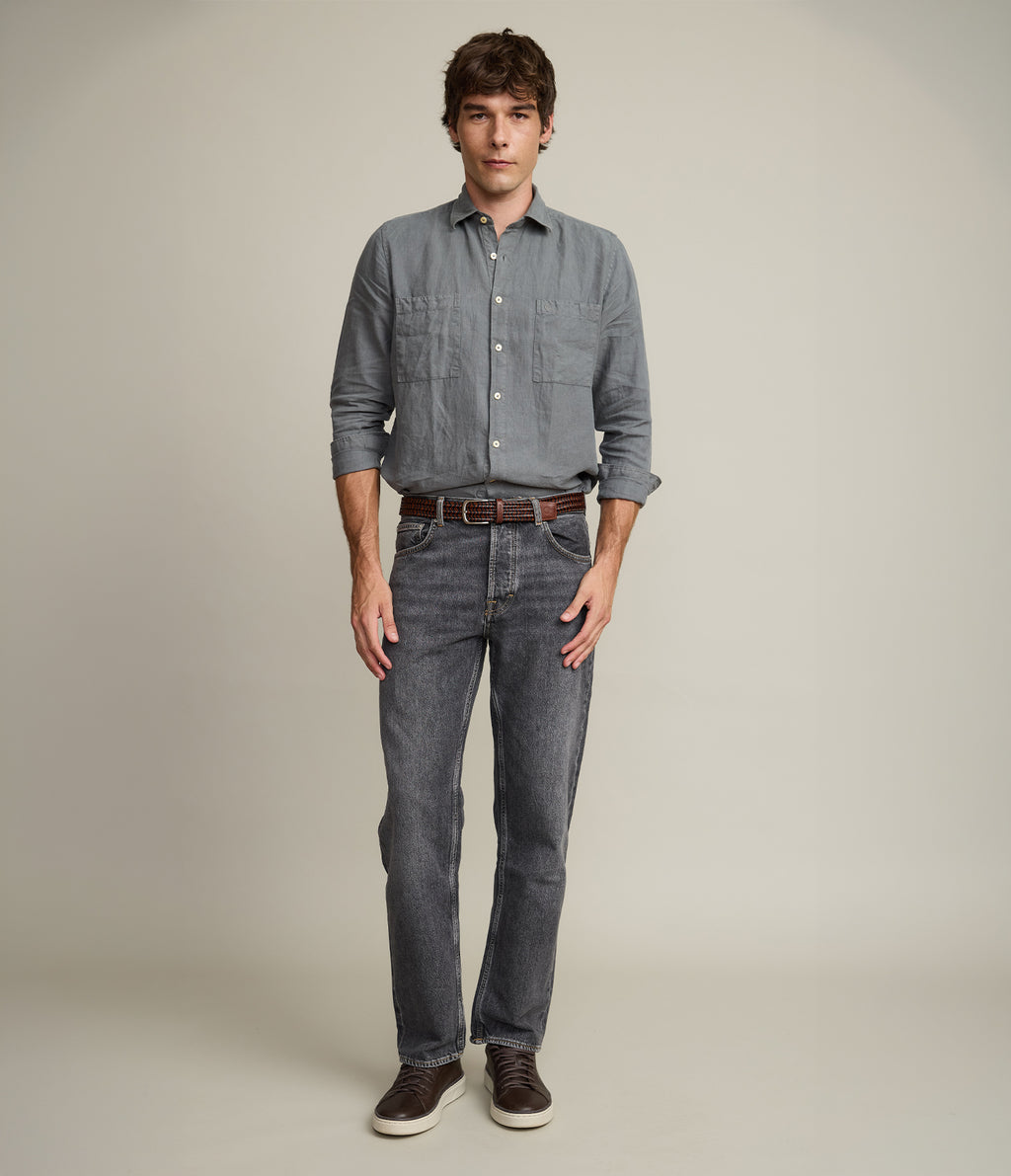 Camisa Hombre Overshirt Lino Verde
