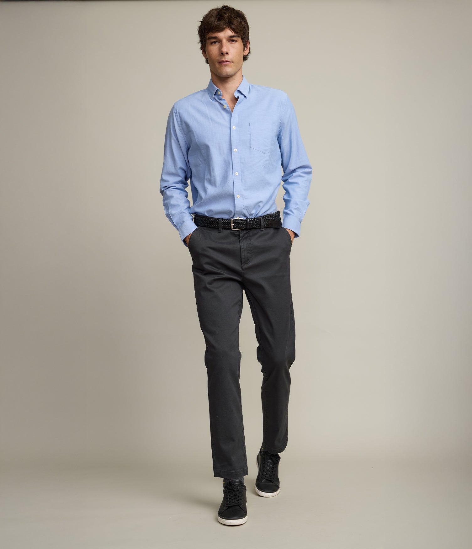 Camisa Hombre Oxford Manga Larga Ellies Azul