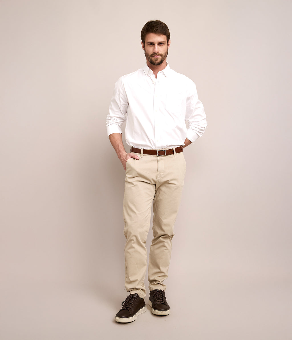 Camisa Hombre Oxford Manga Larga Elio Blanco
