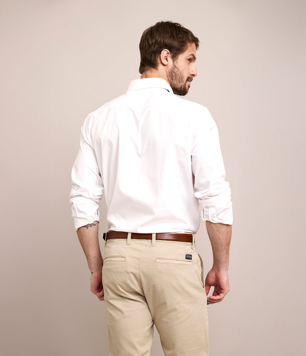 Camisa Hombre Oxford Manga Larga Elio Blanco