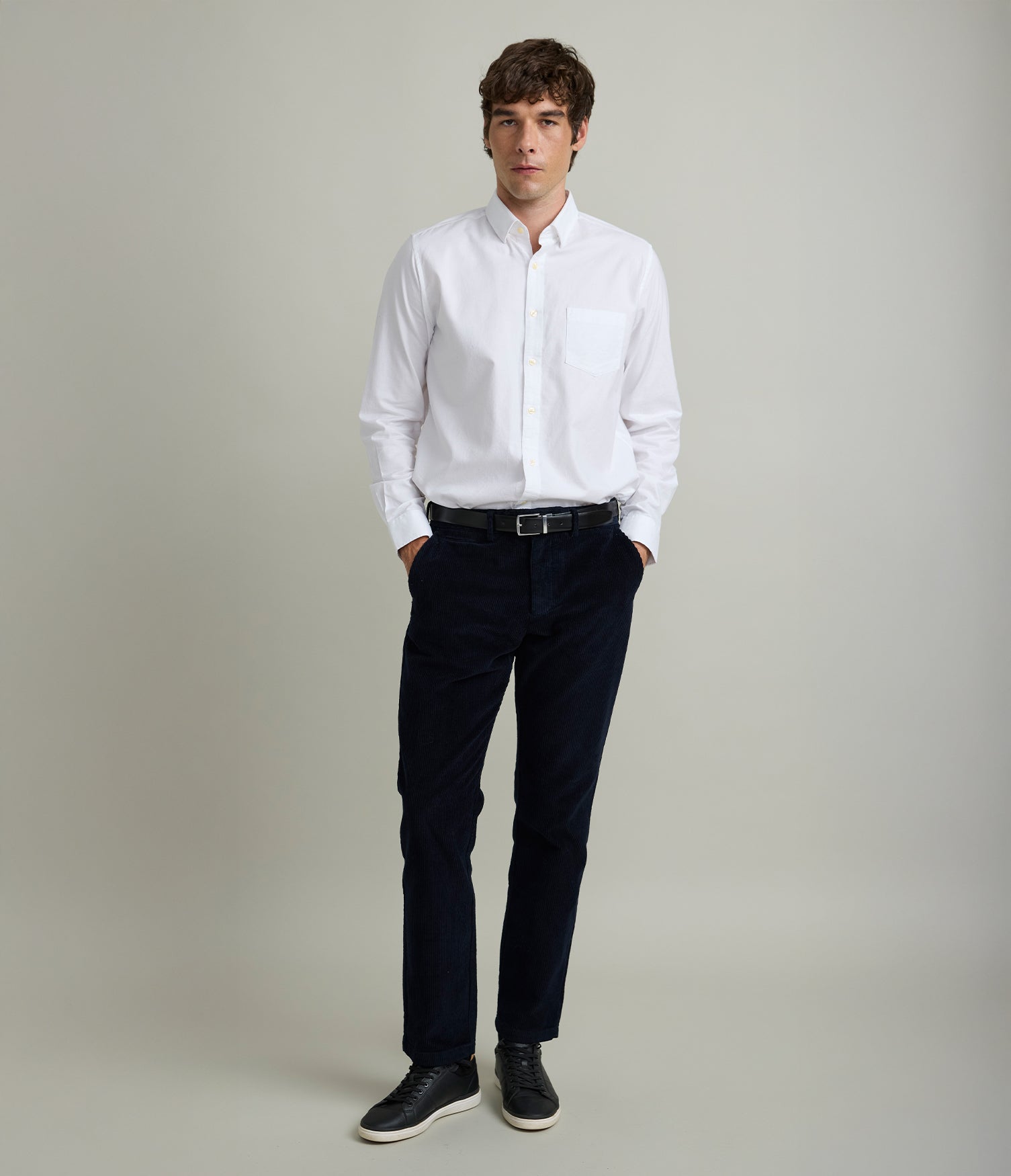 Camisa Hombre Oxford Manga Larga Ellies Blanco