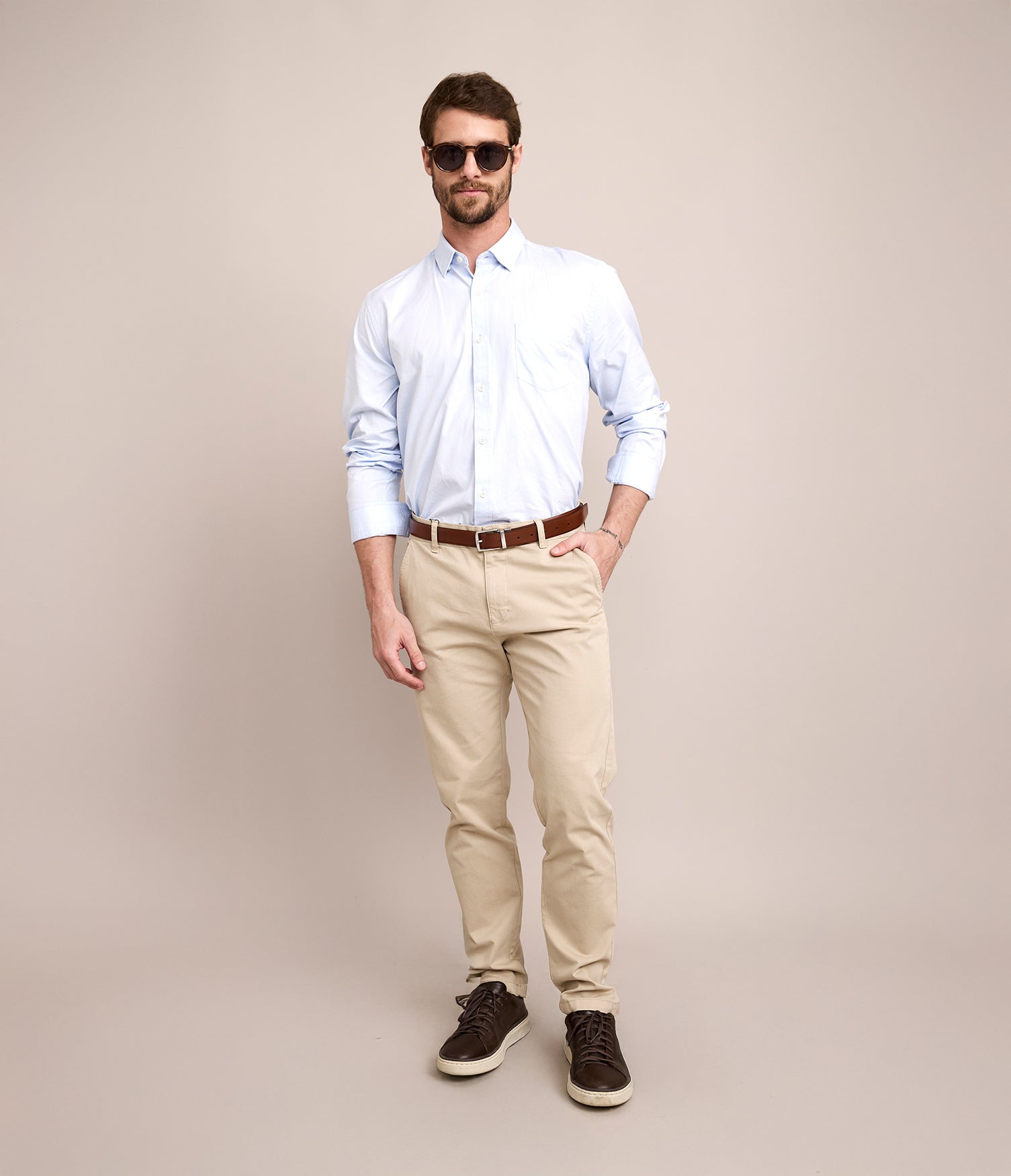 Camisa Hombre Oxford Manga Larga Elio Azul