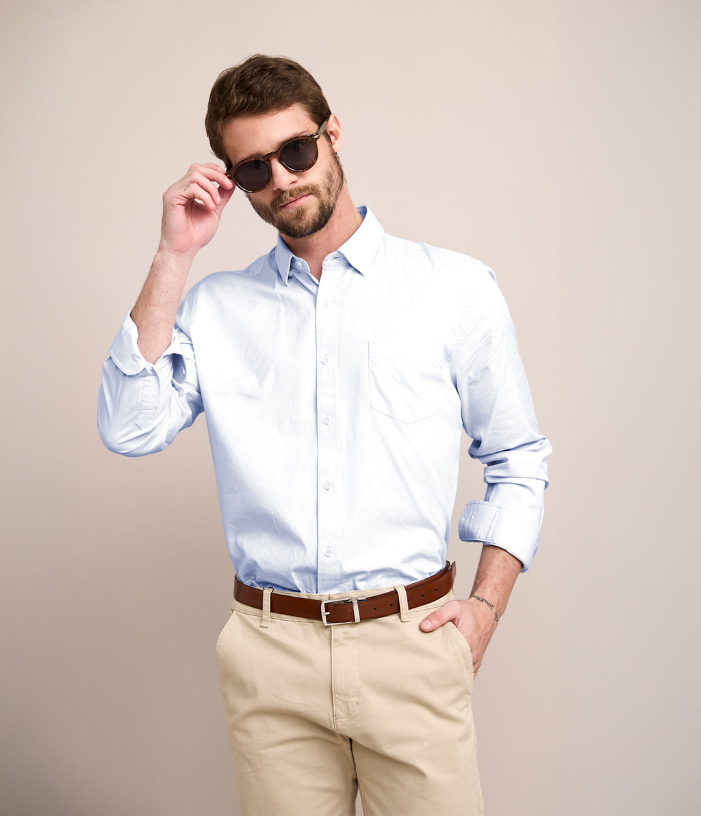 Camisa Hombre Oxford Manga Larga Elio Azul