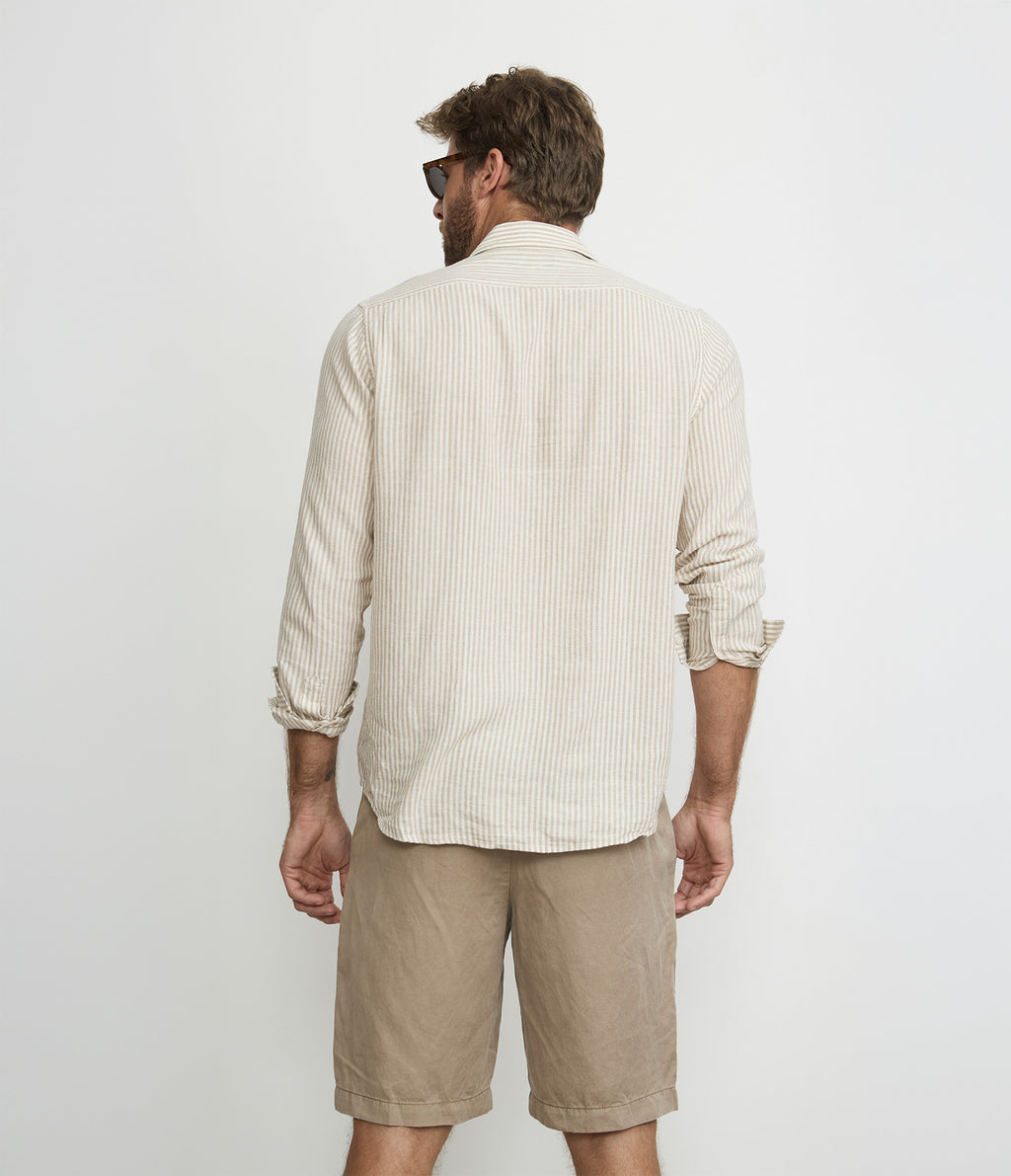 Camisa Hombre Lino Rayon Pitt Beige