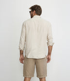 Camisa Hombre Lino Rayon Pitt Beige